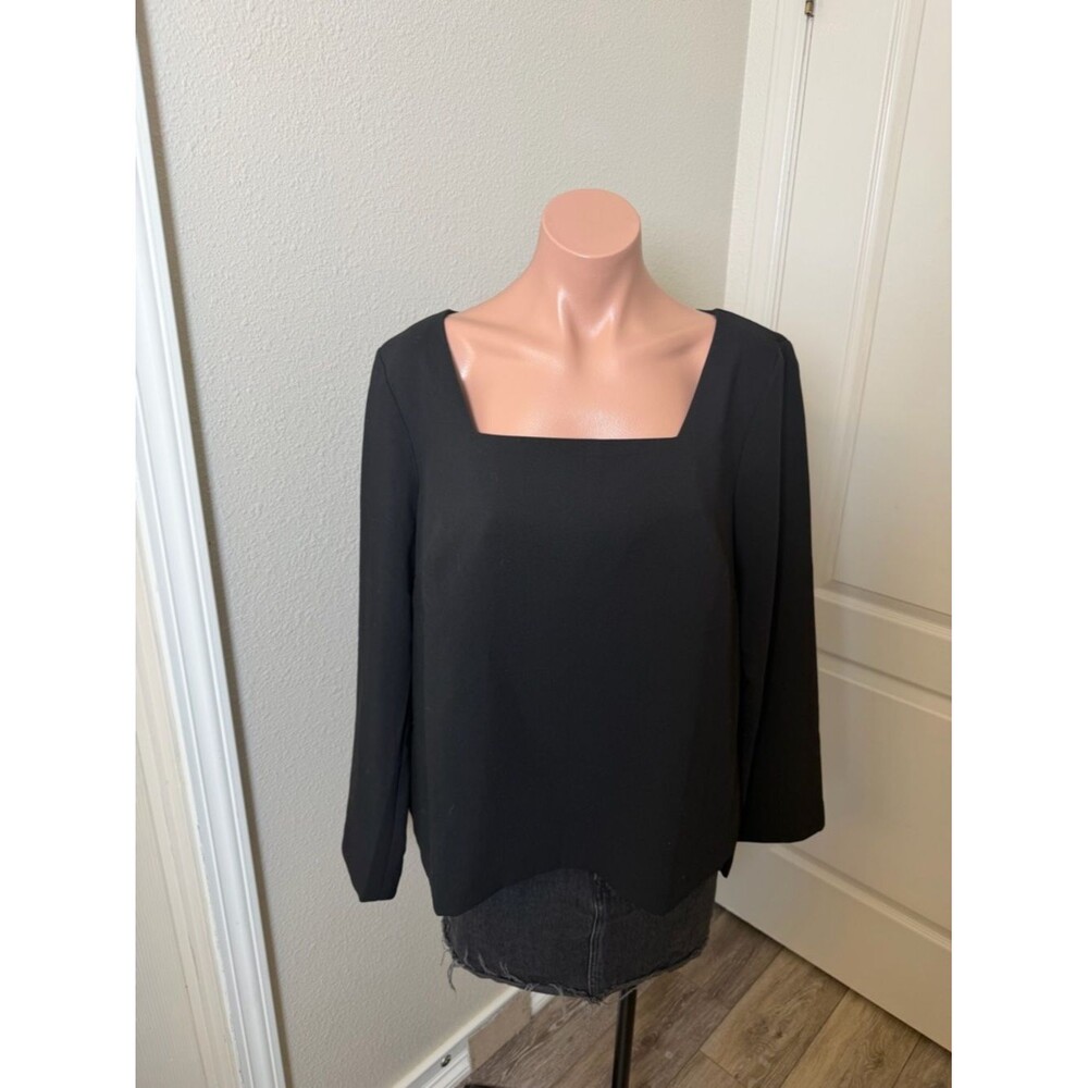 H&M Black Square Neck Long Sleeve Top Sz L